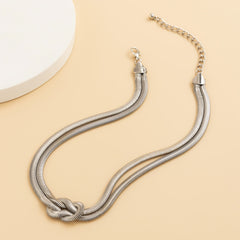 Silver-Plated Snake Chain Knot Layered Necklace