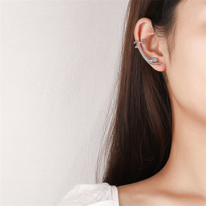 Cubic Zirconia and Silver-Plated Leopard Ear Climber, silver stud earrings for women, everyday style, lifestyle look