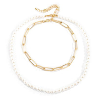Imitation Pearl & 18K Gold-Plated Choker Necklace Set
