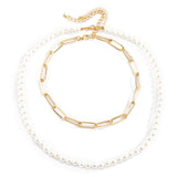 Imitation Pearl & 18K Gold-Plated Choker Necklace Set