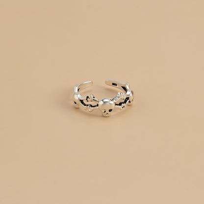 Silver-Plated Skull Spider Open Toe Ring, silver statement rings for women, elegant gift for her, styled look