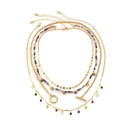 Multicolor Cubic Zirconia and Acrylic 18K Gold-Plated Toggle Necklace Set, jewelry gift sets for women, lifestyle look