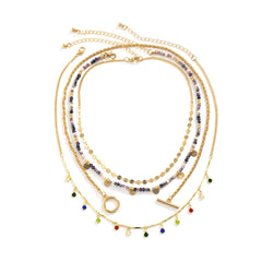 Multicolor Cubic Zirconia & Acrylic 18K Gold-Plated Toggle Necklace Set