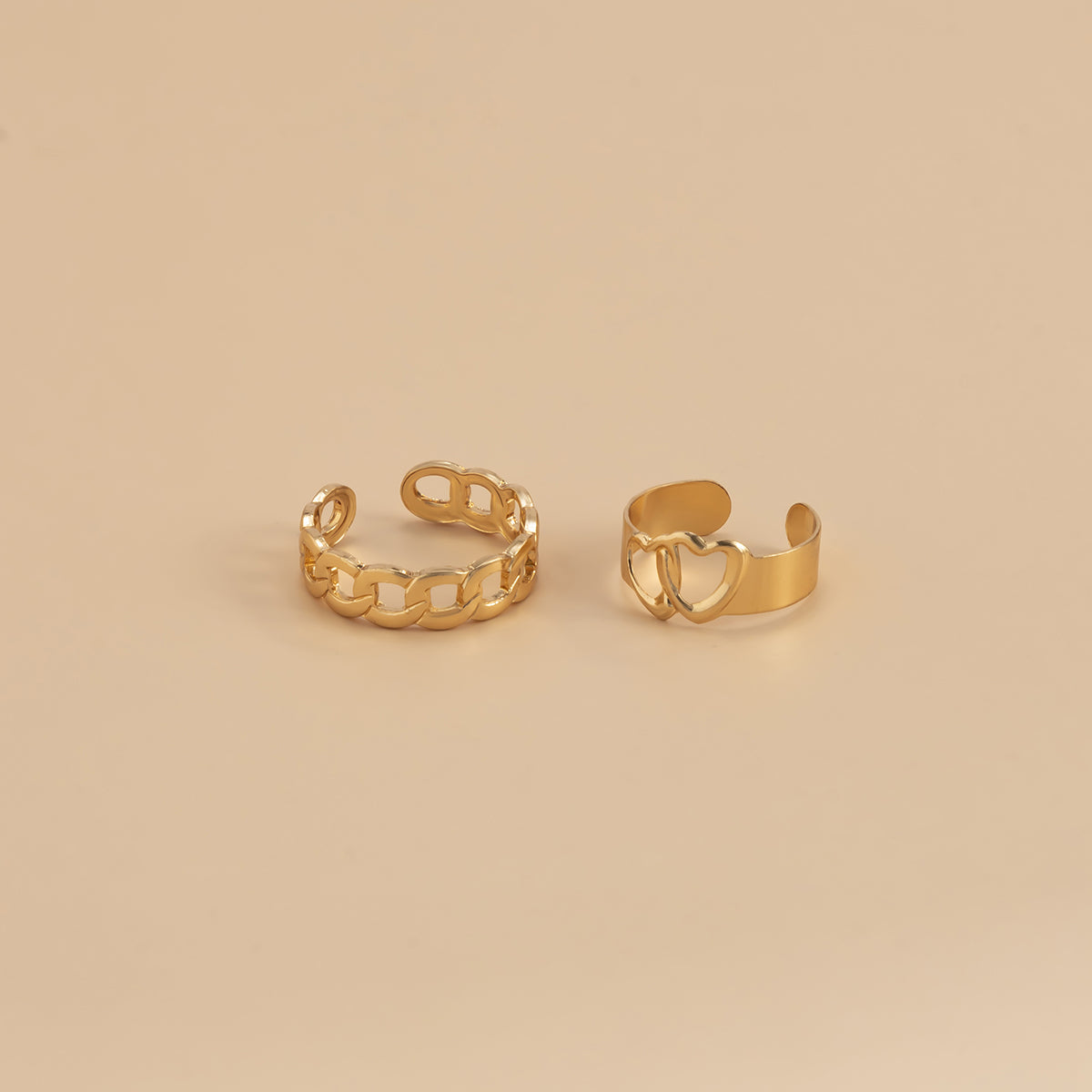 18K Gold-Plated Openwork Heart Toe Ring Set