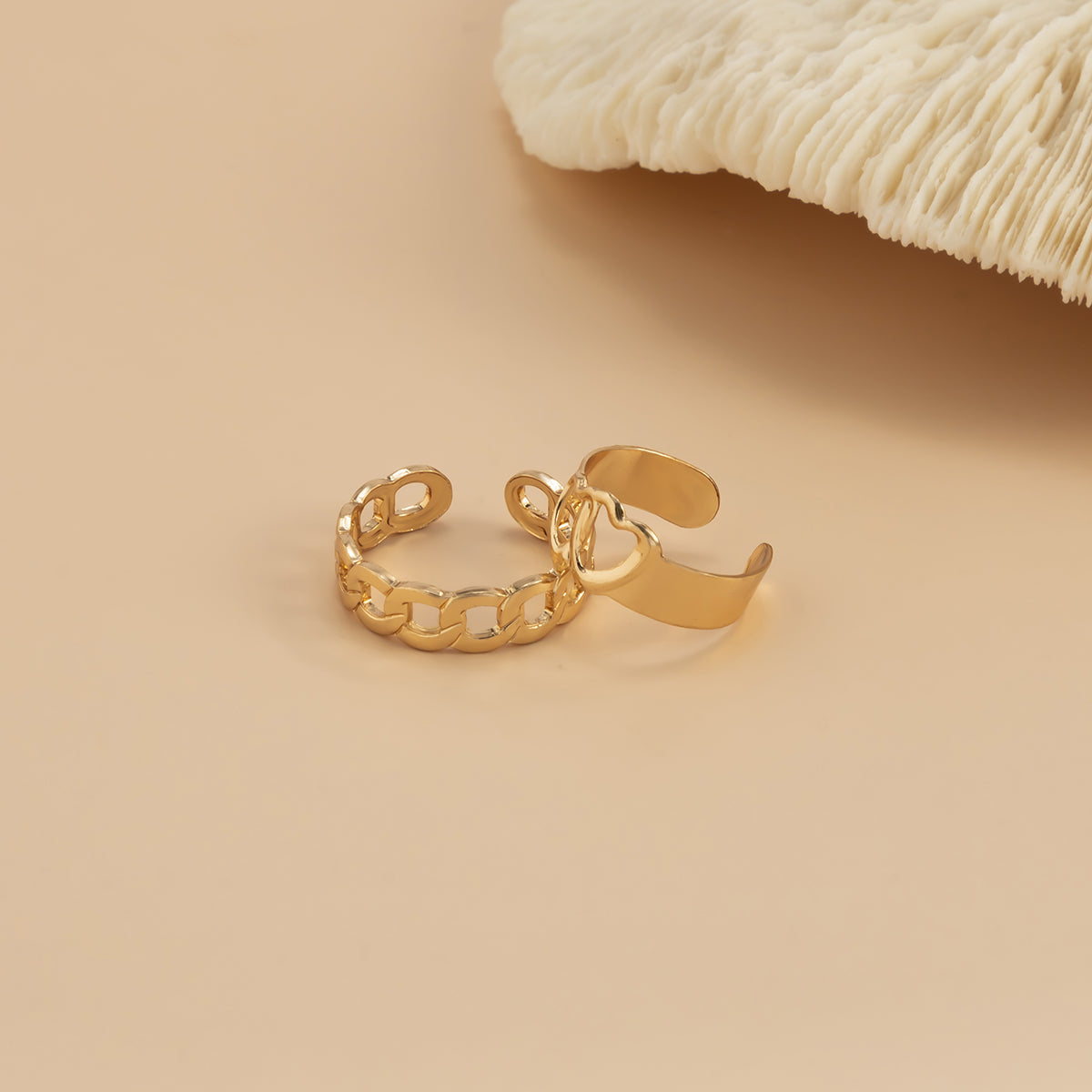 18K Gold-Plated Openwork Heart Toe Ring Set
