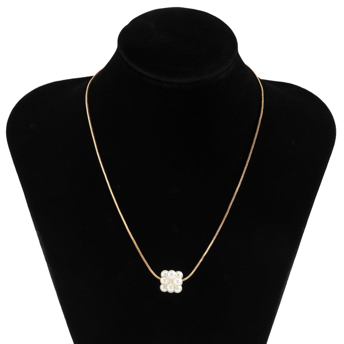 Pearl and 18K Gold-Plated Cluster Pendant Necklace, gold pendant necklace for women, botanical inspired, lifestyle look