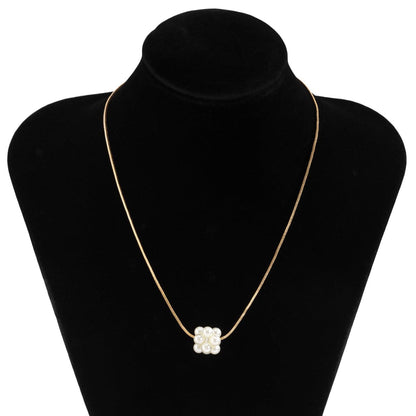 Pearl and 18K Gold-Plated Cluster Pendant Necklace, gold pendant necklace for women, botanical inspired, lifestyle look