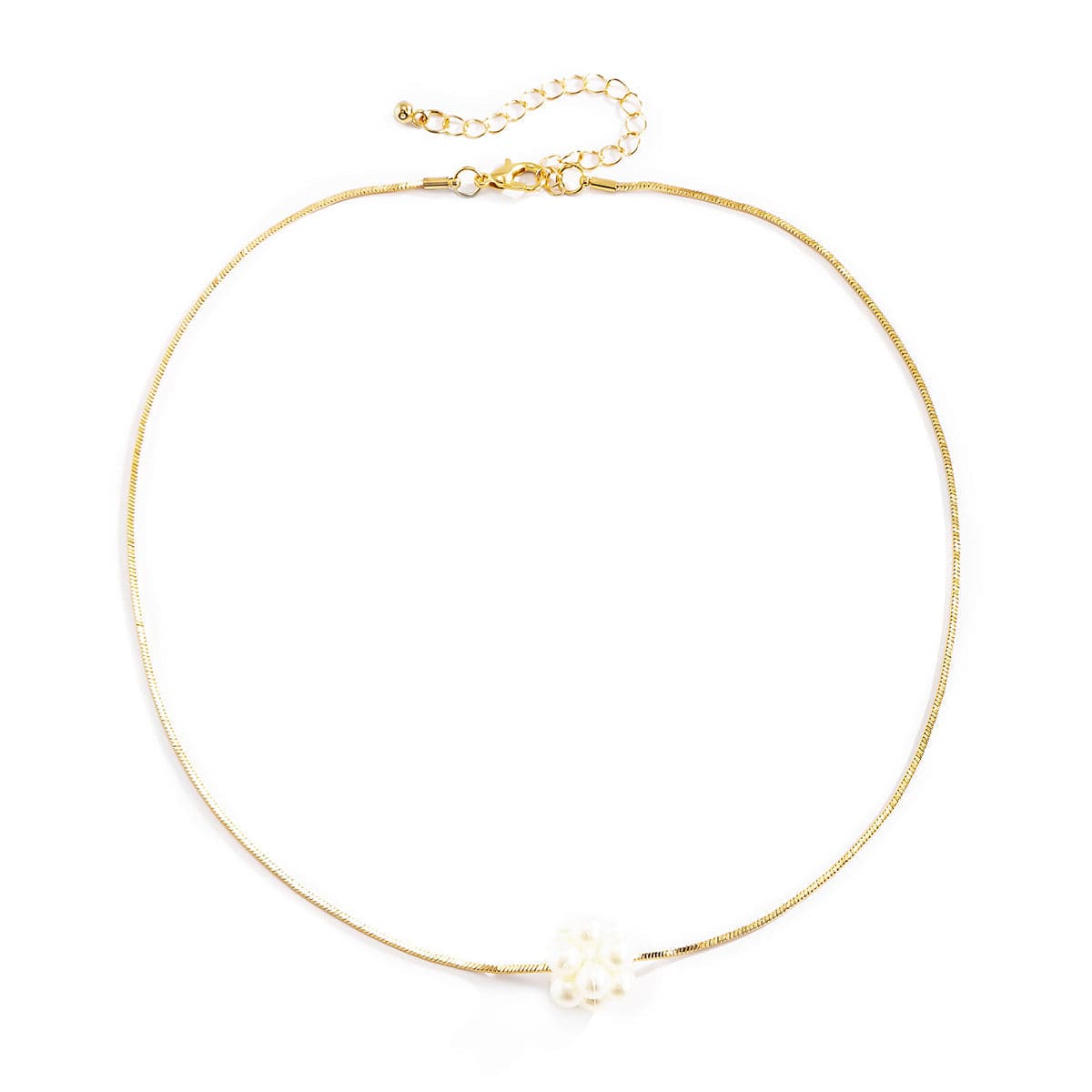 Pearl and 18K Gold-Plated Cluster Pendant Necklace, gold pendant necklace for women, botanical inspired, styled look