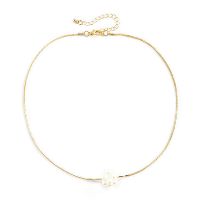 Pearl and 18K Gold-Plated Cluster Pendant Necklace, gold pendant necklace for women, botanical inspired, styled look