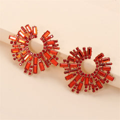 Red Cubic Zirconia & 18K Gold-Plated Abstract Stud Earrings