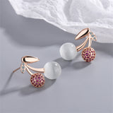Cubic Zirconia & Cats Eye 18k Rose Gold-Plated Cherry Stud Earring