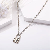 Silvertone Lock Pendant Necklace