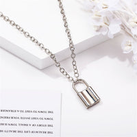 Silvertone Lock Pendant Necklace