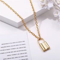 18K Gold-Plated Lock Pendant Necklace