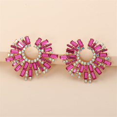 Pink Cubic Zirconia & 18K Gold-Plated Hola Round Stud Earrings