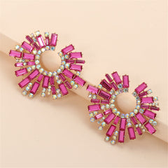 Pink Cubic Zirconia & 18K Gold-Plated Hola Round Stud Earrings