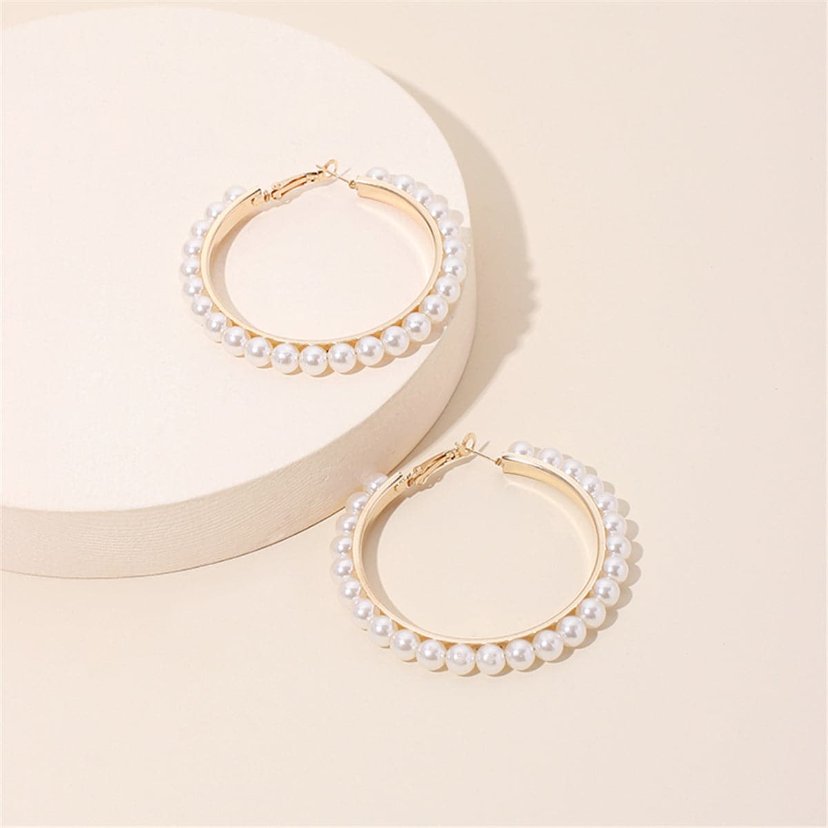 Pearl & 18K Gold-Plated Hoop Earrings