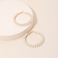 Pearl & 18K Gold-Plated Hoop Earrings