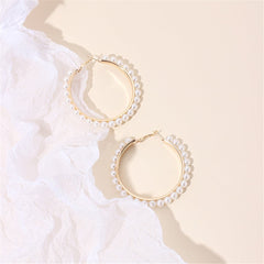 Pearl & 18K Gold-Plated Hoop Earrings