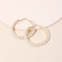 Pearl & 18K Gold-Plated Hoop Earrings
