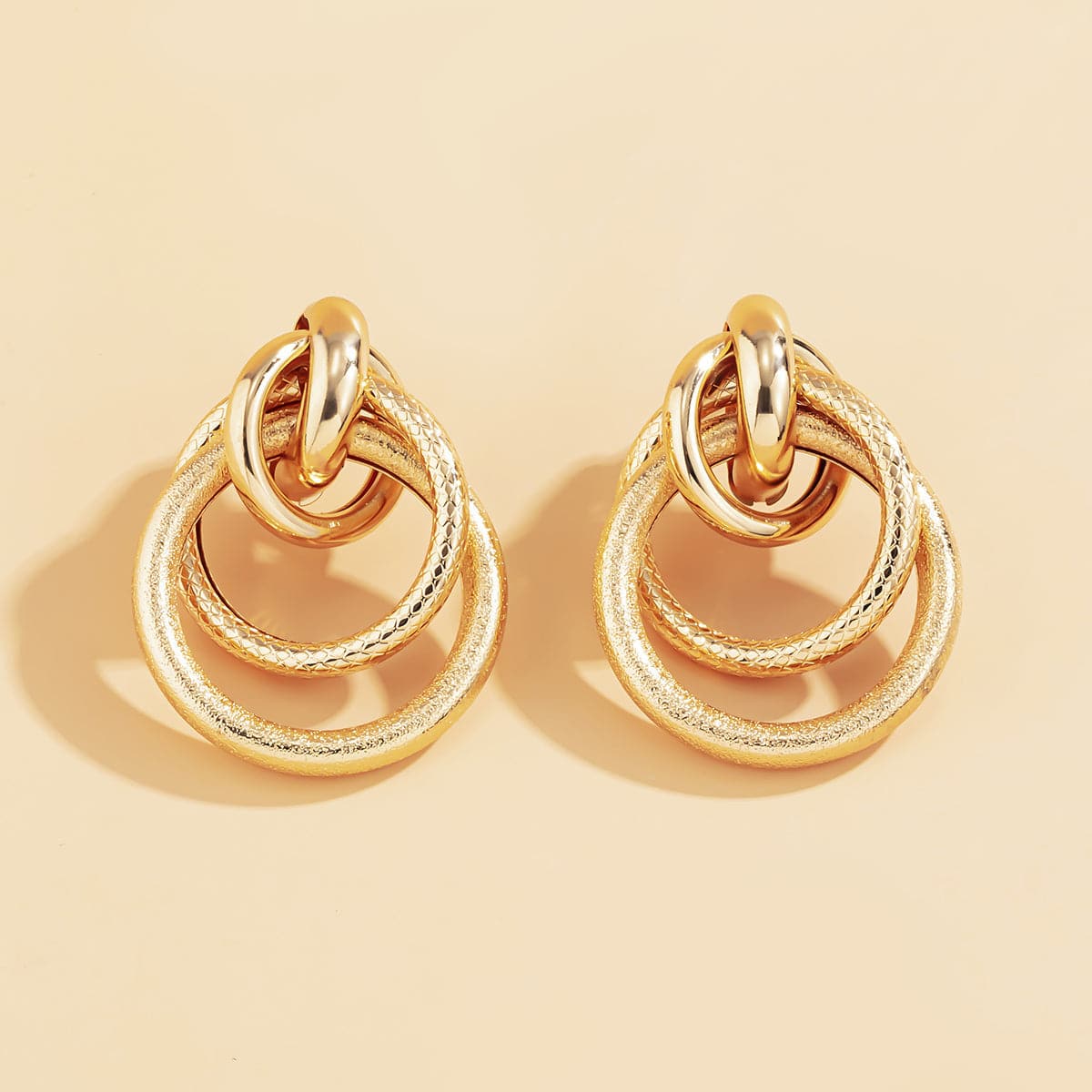 18K Gold-Plated Layered Circle Drop Earrings, gold drop earrings for women, everyday style, lifestyle look
