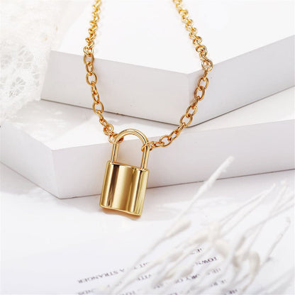 18K Gold-Plated Lock Pendant Necklace