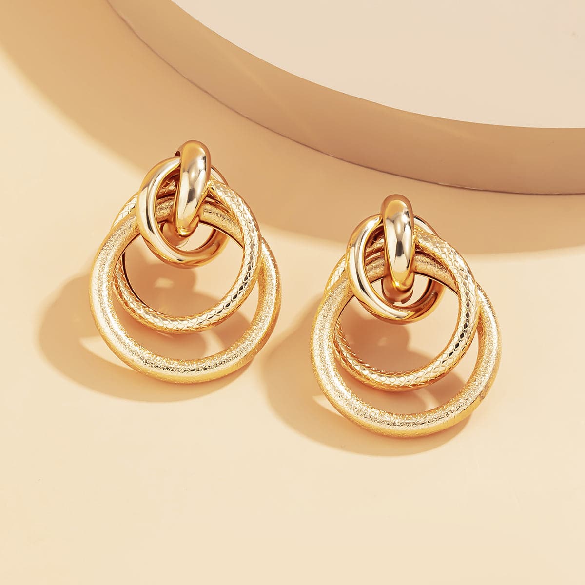 18K Gold-Plated Layered Circle Drop Earrings, gold drop earrings for women, everyday style, styled look
