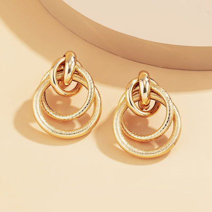 18K Gold-Plated Layered Circle Drop Earrings, gold drop earrings for women, everyday style, styled look