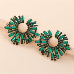Green Cubic Zirconia & 18K Gold-Plated Hola Round Stud Earrings