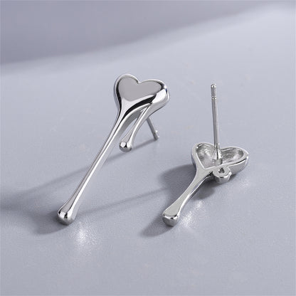 Silver-Plated Melting Heart Stud Earring, silver stud earrings for women, dainty minimalist design, lifestyle look