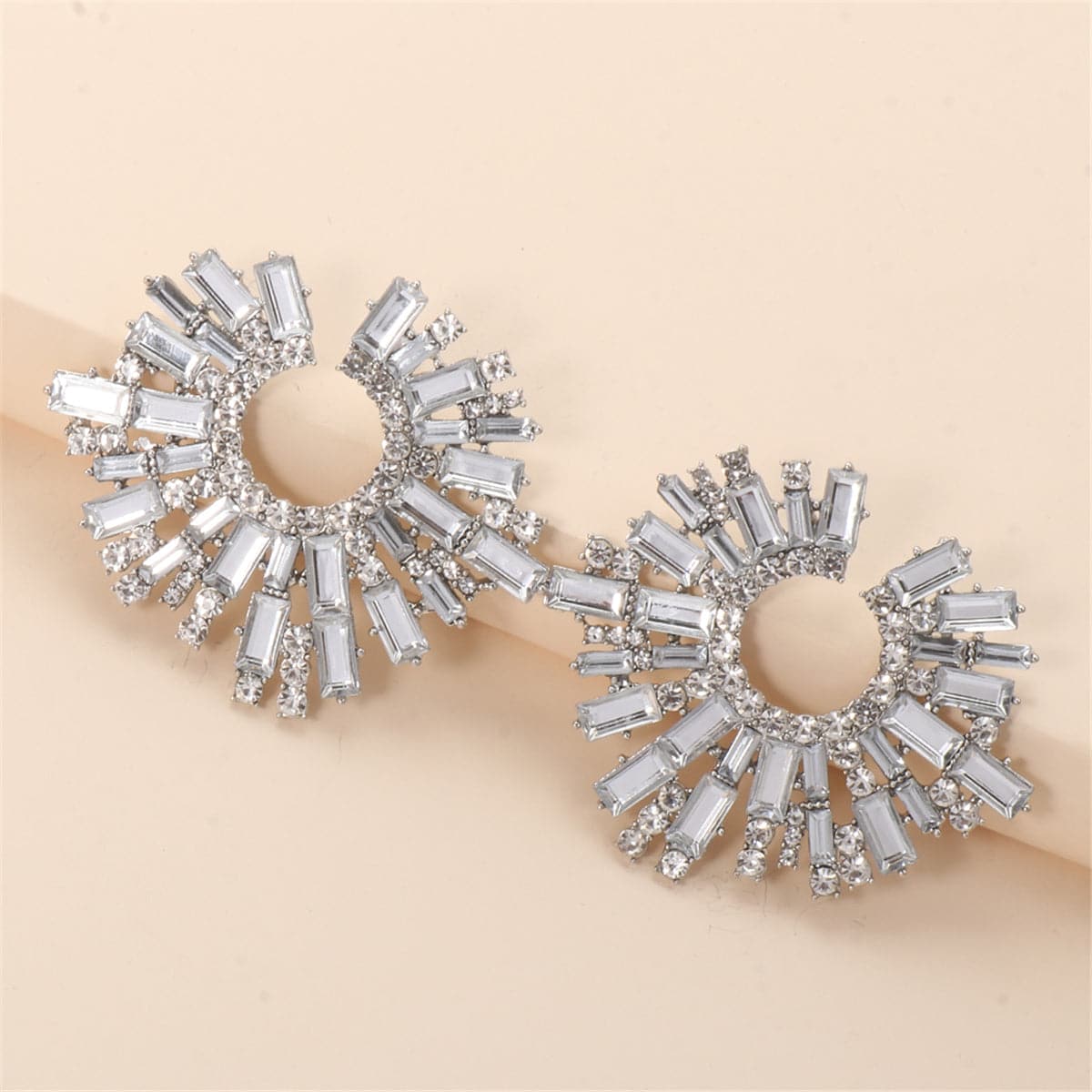 Cubic Zirconia and Silver-Plated Abstract Stud Earrings, silver stud earrings for women, botanical inspired, lifestyle look