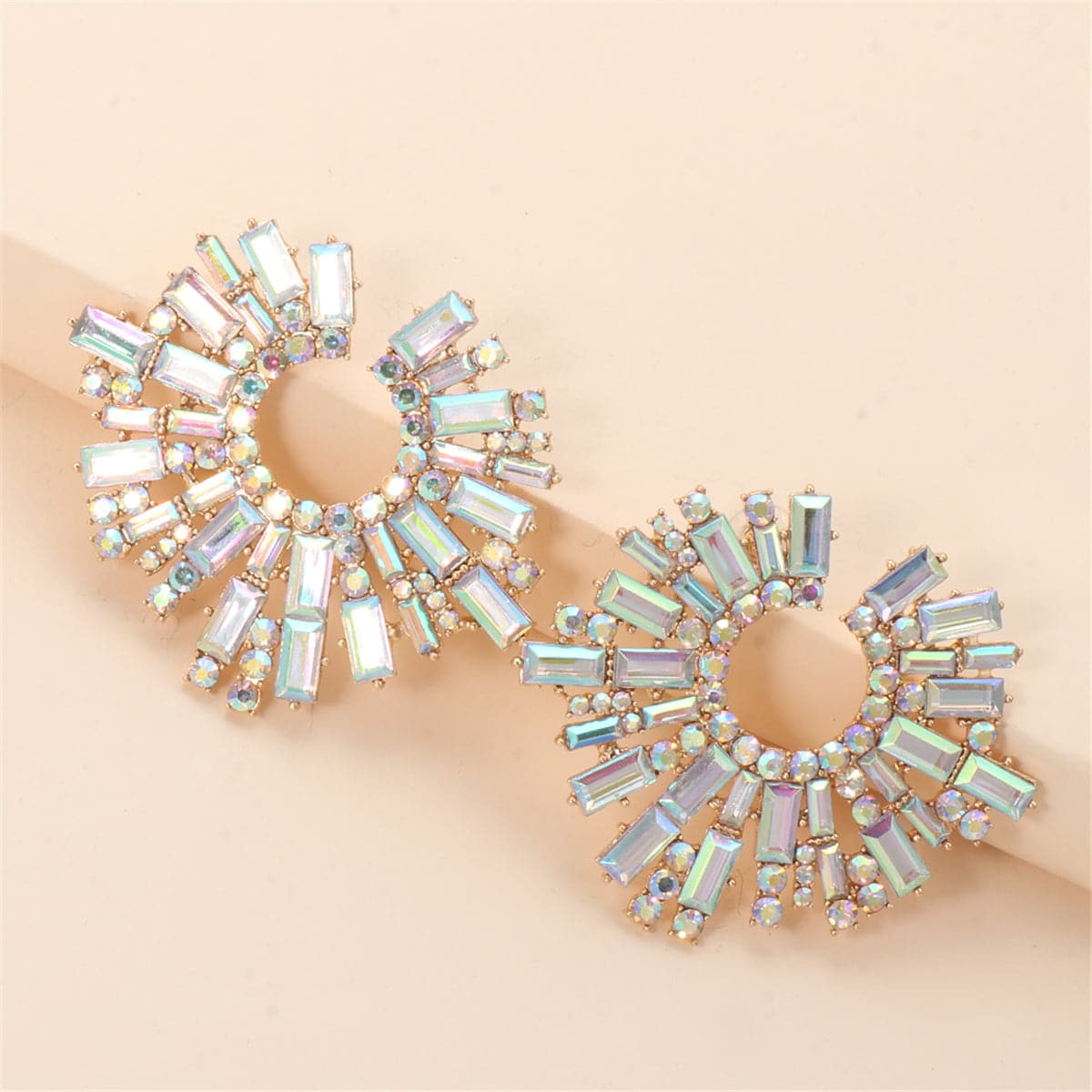 Cubic Zirconia & 18K Gold-Plated Geometric Cluster Stud Earrings