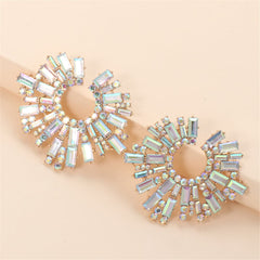 Cubic Zirconia & 18K Gold-Plated Geometric Cluster Stud Earrings