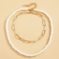 Imitation Pearl & 18K Gold-Plated Choker Necklace Set