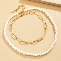 Imitation Pearl & 18K Gold-Plated Choker Necklace Set