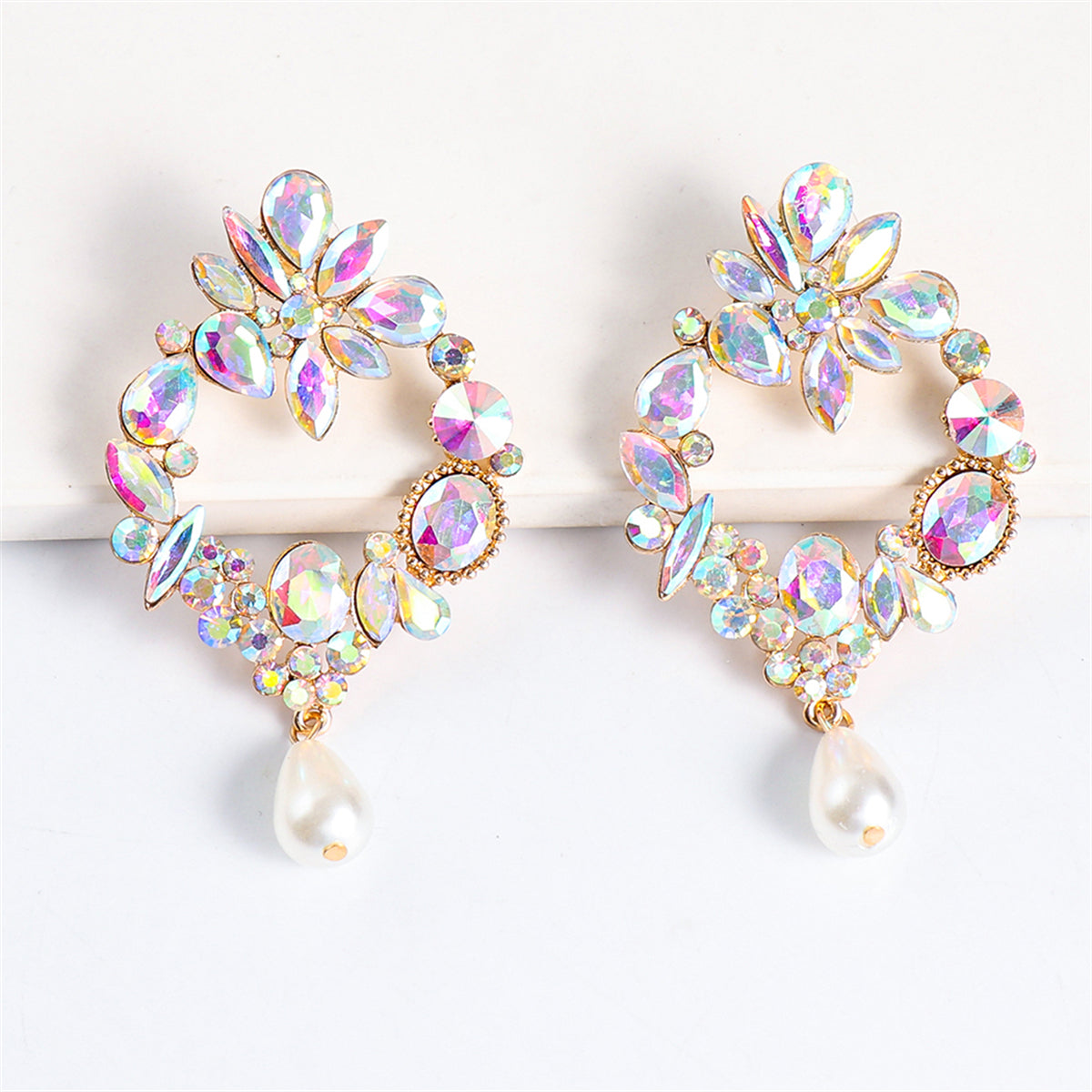 Light Colored Crystal and Cubic Zirconia Pearl Botany Drop Earrings, drop earrings for women, everyday style, lifestyle look