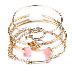 Cubic Zirconia & 18K Gold-Plated Arrow Bracelet Set