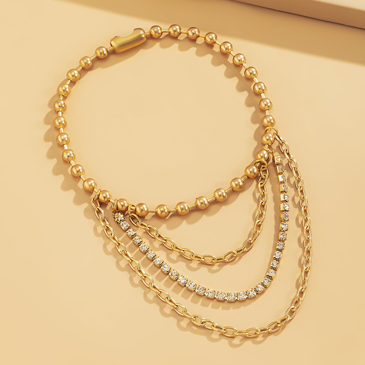 Cubic Zirconia & 18K Gold-Plated Layered Anklet