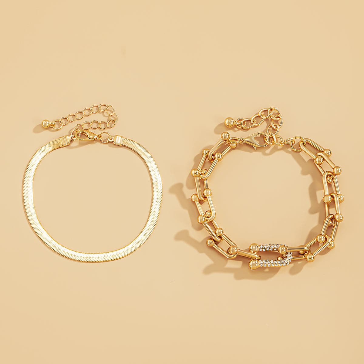 Cubic Zirconia and 18K Gold-Plated Vachette and Snake Chain Bracelet Set, jewelry gift sets for women, styled look