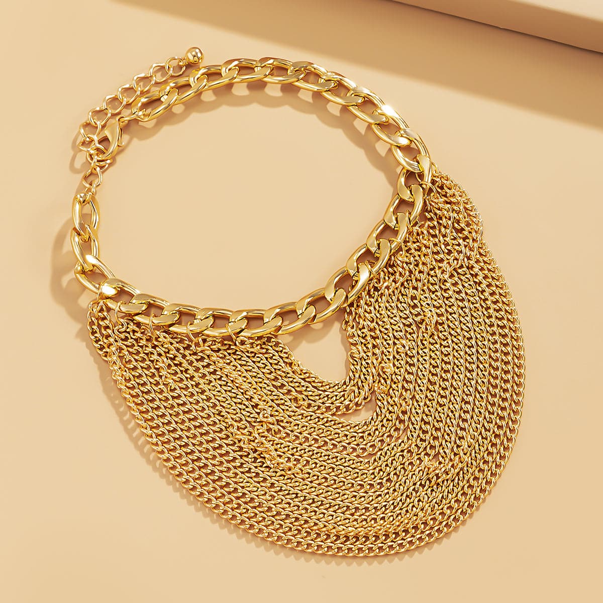 18K Gold-Plated Figaro Layered Tassel Anklet, gold anklet bracelet, dainty minimalist design, styled look