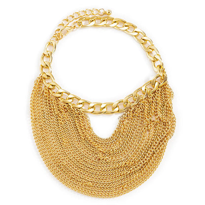 18K Gold-Plated Figaro Layered Tassel Anklet