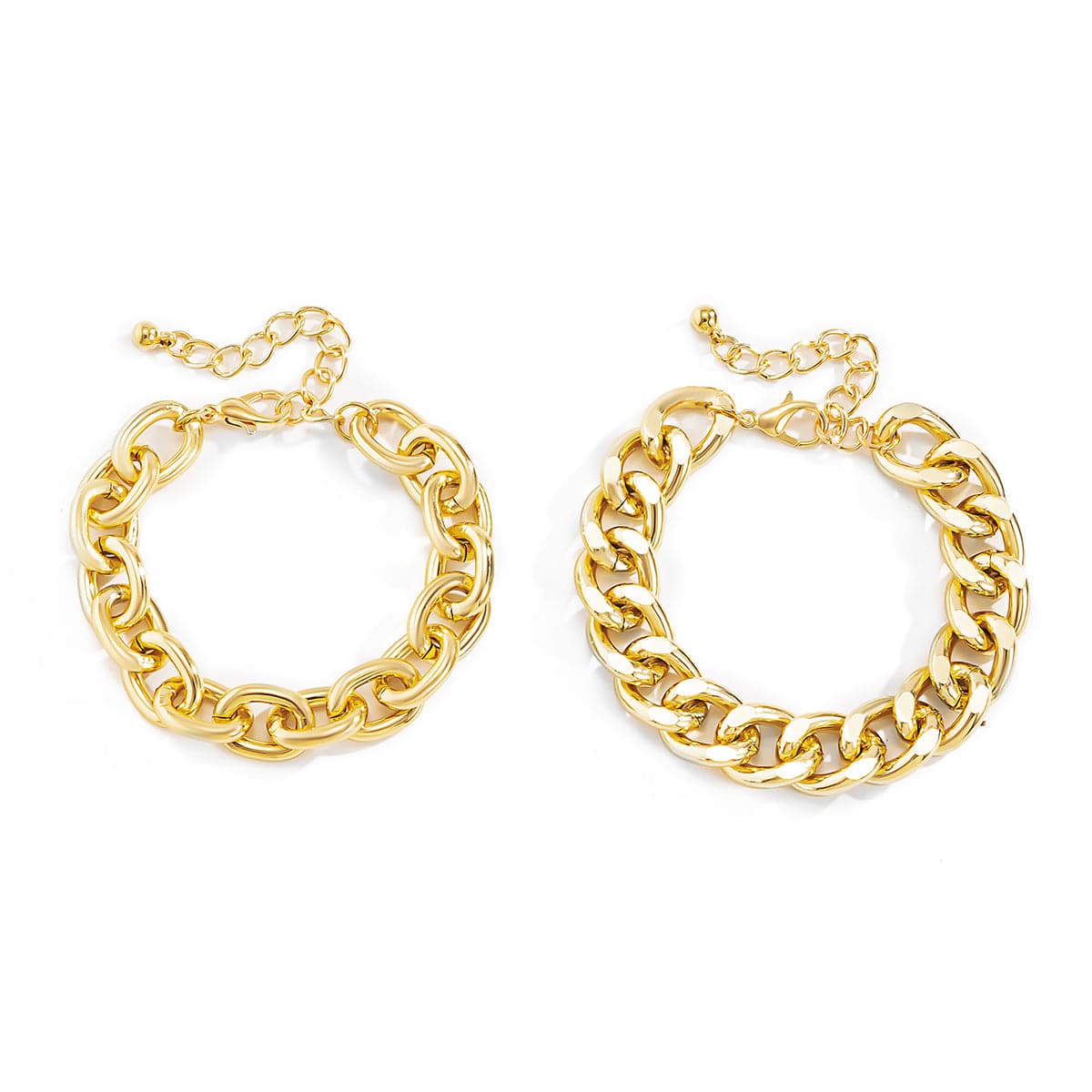 18K Gold-Plated Curb Chain Bracelet Set, jewelry gift sets for women, dainty minimalist design, lifestyle look