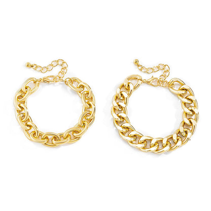 18K Gold-Plated Curb Chain Bracelet Set, jewelry gift sets for women, dainty minimalist design, lifestyle look