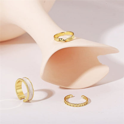 Enamel and 18K Gold-Plated Open Ring Set, jewelry gift sets for women, vintage-inspired design, lifestyle look