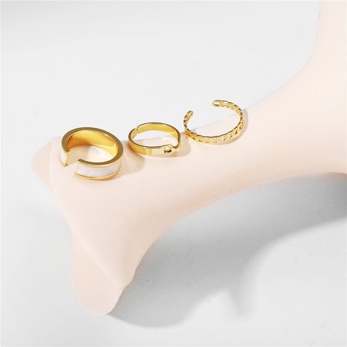 Enamel and 18K Gold-Plated Open Ring Set, jewelry gift sets for women, vintage-inspired design, styled look