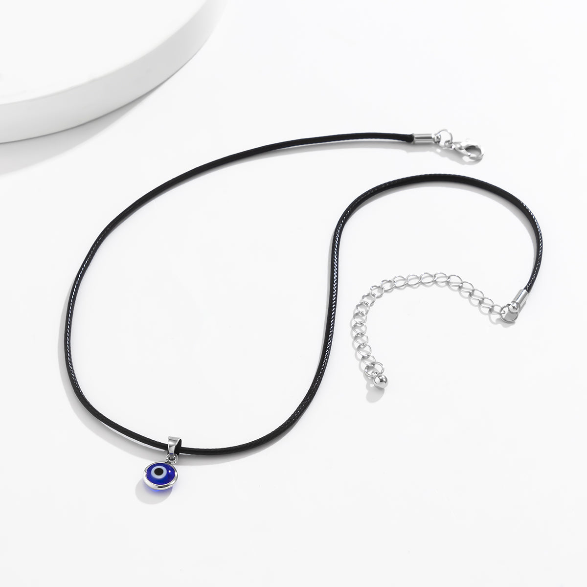 Blue Acrylic & Silver-Plated Evil Eye Pendant Necklace