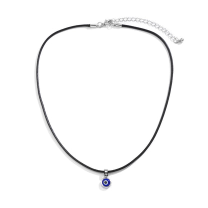 Blue Acrylic and Silver-Plated Evil Eye Pendant Necklace, silver pendant necklace for women, lifestyle look