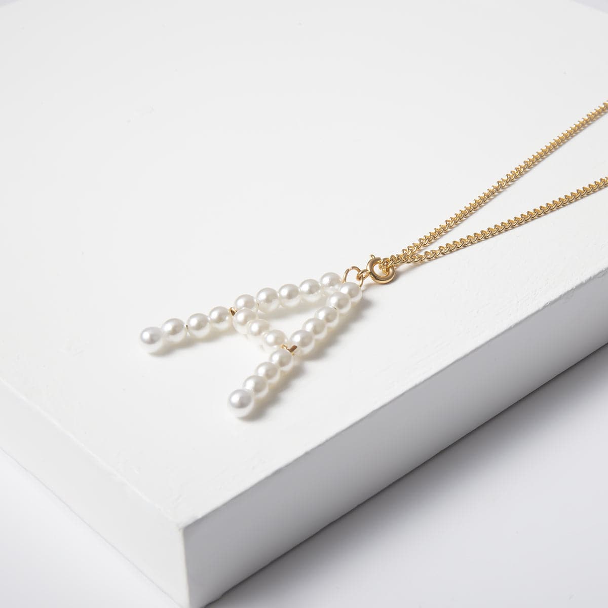 Pearl & 18K Gold-Plated Letter 'A' Pendant Necklace