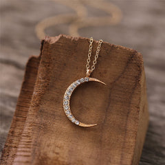 Cubic Zirconia & 18K Gold-Plated Moon Pendant Necklace