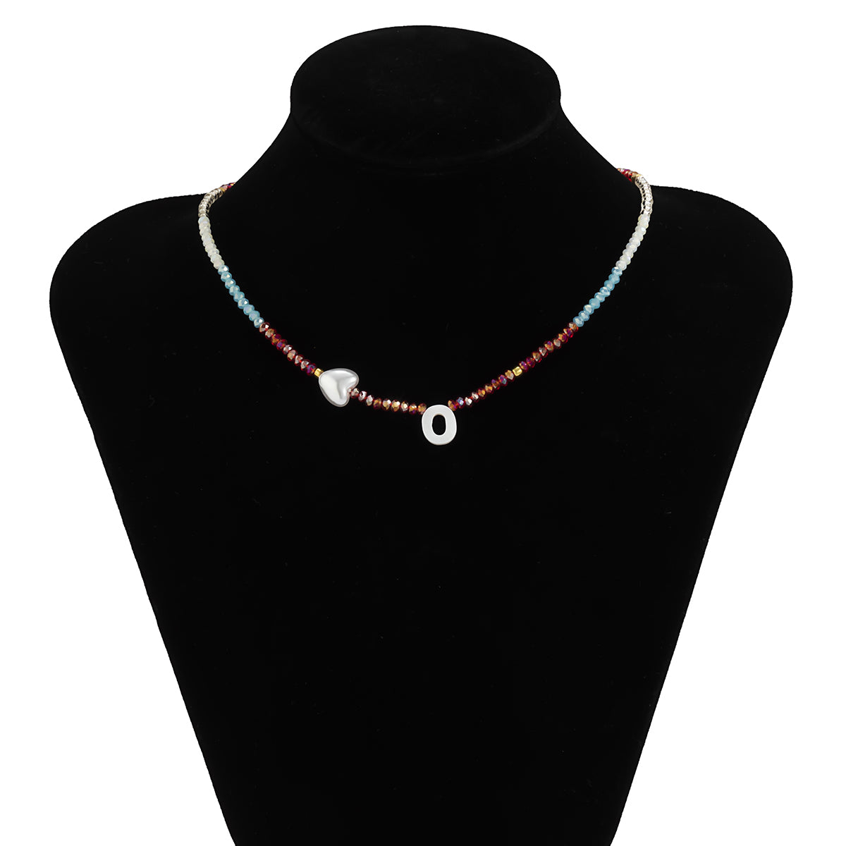 Red & Blue Acrylic Pearl 18K Gold-Plated Heart Necklace